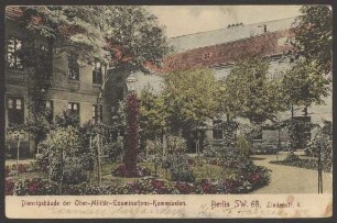 Ansichtskarte Bäume vor einem militärischen „Dienstgebäude“, Lindenstraße
