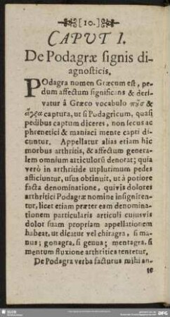Caput I. De Podagrae signis diagnosticis