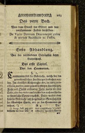 Das erste Capitel. Von den Ceremonien