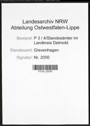 Sterberegister Standesamt Grevenhagen