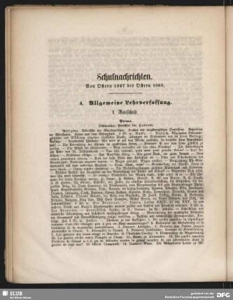 Schulnachrichten. Von Ostern 1867 bis Ostern 1868
