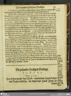 Die zehende Hochzeit-Predigt