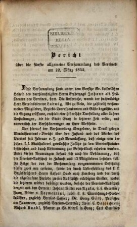 Bericht über die ... allgemeine Versammlung des Histor. Vereines für Steiermark : am ... 5. 1855