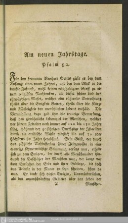 Am neuen Jahrstage. Psalm 90