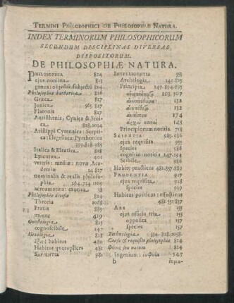 Index Terminorum Philosophicorum Secundum Disciplinas Diversas, Dispositorum