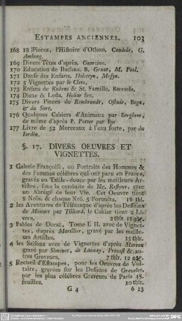 §. 17. Divers Oeuvres Et Vignettes
