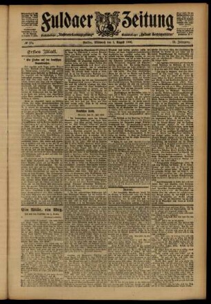 Erste Ausgabe vom Mittwoch, den 01. August 1906.