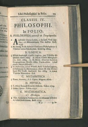 Classis IV. Philosophi.