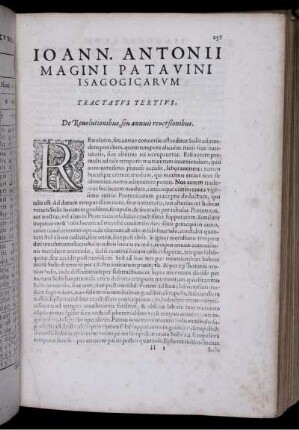Tractatus Tertius, De Revolutionibus, seu annuis reversionibus