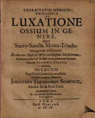 Exercitatio med.-chir. de luxatione ossium in genere