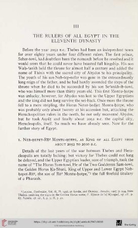 III. The Rulers of all Egypt in the Eleventh Dynasty