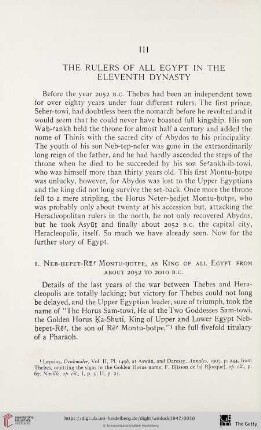 III. The Rulers of all Egypt in the Eleventh Dynasty