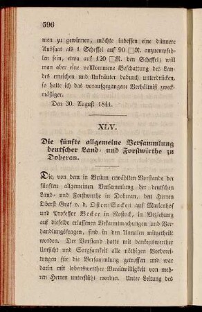 XLV. Die fünfte allgemeine Versammlung deutscher Land- und forstwirthe zu Doberan