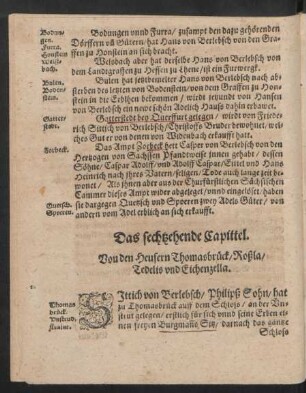 Das sechtzehende Capittel. Von den Heusern Thomasbrück/ Roßla/ Tedelis und Eichenzella.