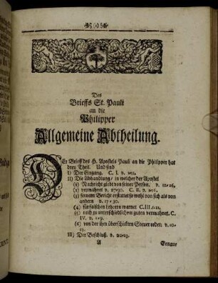 Des Brieffs St. Pauli an die Philipper Allgemeine Abtheilung