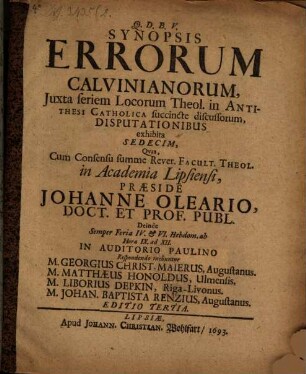 Synopsis errorum Calvinianorum