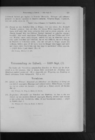 Versammlung zu Lübeck. - 1449 Sept. (?)