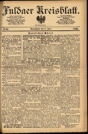 Erste Ausgabe vom Samstag, den 06. Juni 1896.
