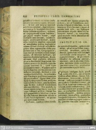 Institutio CIV. De exercitiis spiritualibus, quibus vacare debent, qui ad Sacros Ordines promovendi sunt