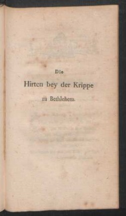 Die Hirten bey der Krippe zu Bethlehem