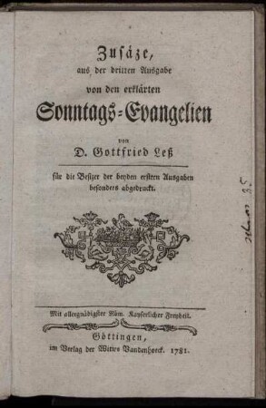 Zusäze, aus der dritten Ausgabe von den erklärten Sonntags-Evangelien