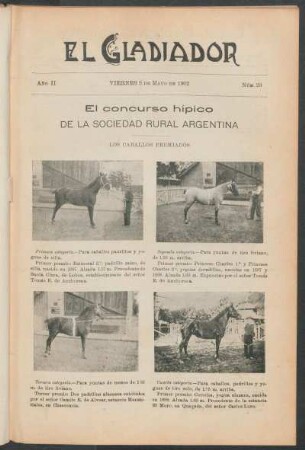 El concurso hípico de la Sociedad Rural Argentina : Los caballos premiados