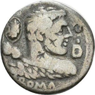Denar des P. Cornelius Lentulus Marcellinus mit Darstellung der Roma