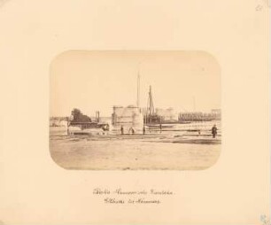 Berlin-Hannoversche Eisenbahn. Elbbrücke, Hämerten: Ansicht der Baustelle