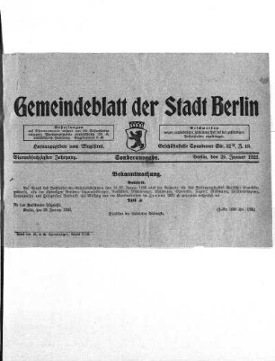 Sonderausgabe, 29. Januar 1923
