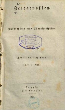 Zeitgenossen : Biographien u. Charakteristiken, Neue Reihe, Bd. 2. Heft V - VIII