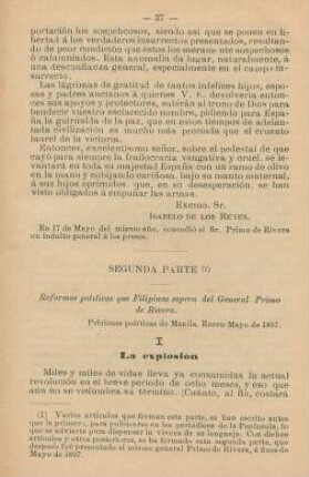 Segunda parte. Reformas políticas que Filipinas espera del General Primo di Rivera