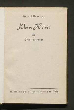Klein Heini, ein Großstadtjunge