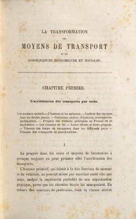 La transformation des moyens de transport et ses conséquences économiques et sociales