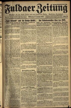 Erste Ausgabe vom Mittwoch, den 18. Januar 1933.