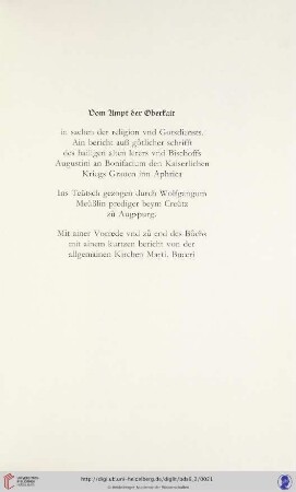 Vom Ampt der Oberkait