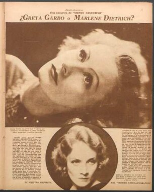 ¿Greta Garbo o Marlene Dietrich? : Una encuesta de "Mundo Argentino"
