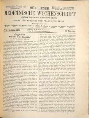 Münchener medizinische Wochenschrift : MMW ; Organ für amtliche und praktische Ärzte. 41. 1894