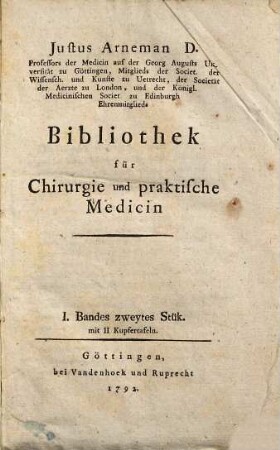 Bibliothek für Chirurgie und praktische Medicin, Bd 1, St. 2