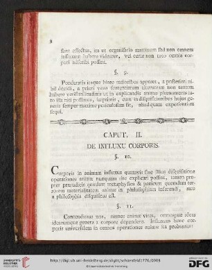 Caput II: De Influxu Corporis