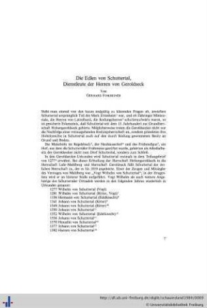 Die Edlen von Schuttertal, Dienstleute der Herren von Geroldseck.