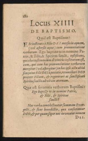 Locus XIIII. De Baptismo.