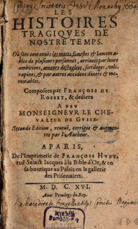 Les histoires tragiques de nostre temps