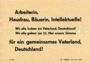 Handzettel mit einem Aufruf zum Volksbegehren 1948