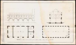 Architekton. Entwürfe aus d. Gebiete d. landwirtschaftl. und ländlichen Baukunst, H.1, Breslau: Grundrisse, Schnitt und Ansicht
