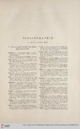 Bibliographie (1. Juli bis 1. October 1882)