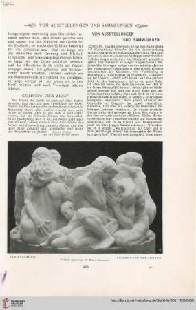 Von Ausstellungen und Sammlungen - Denkmäler - Personal- u. Atelier-Nachrichten