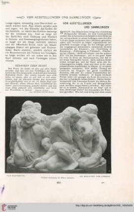 Von Ausstellungen und Sammlungen - Denkmäler - Personal- u. Atelier-Nachrichten