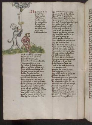 Teufel mit Hammer hinter einem Mann, Abwehr durch Hand Gottes; (Buch 3)