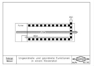 Ungeordnete und geordnete Funktionen in einem Rinderstall