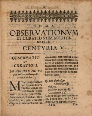 Philippi Grülingii, Medici Aulici In Stolberga Cheruscorum Observationum Et Curationum Medicinalium Dogmatico-Hermeticarum, In Certis Locis et Notis Personis Optime Expertarum Et Probatarum, Centuriae VII : Cum Appendice quorundam Medicamentorum secretiorum in Lucem edita, 5